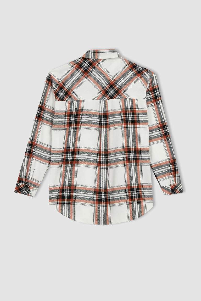 Coool Oversize Fit Kareli Uzun Kollu Flanel Gömlek
