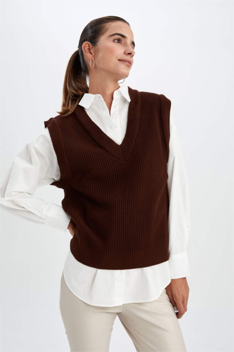 بلوفر كت قصة عادية من قماش ثيسالونيكي