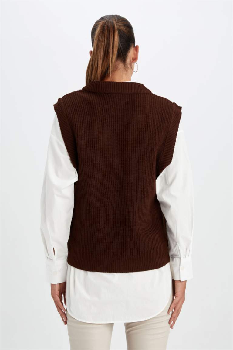 بلوفر كت قصة عادية من قماش ثيسالونيكي