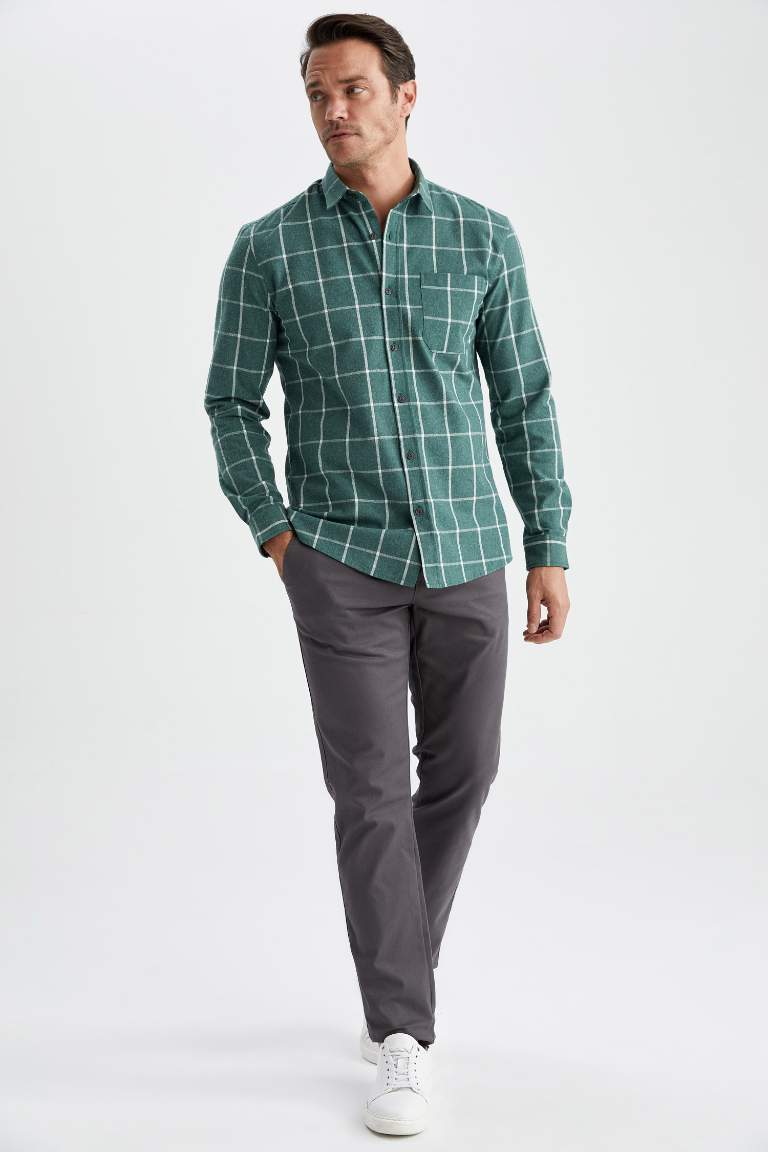 Modern Fit Ekose Desenli Uzun Kollu Oduncu Gömlek