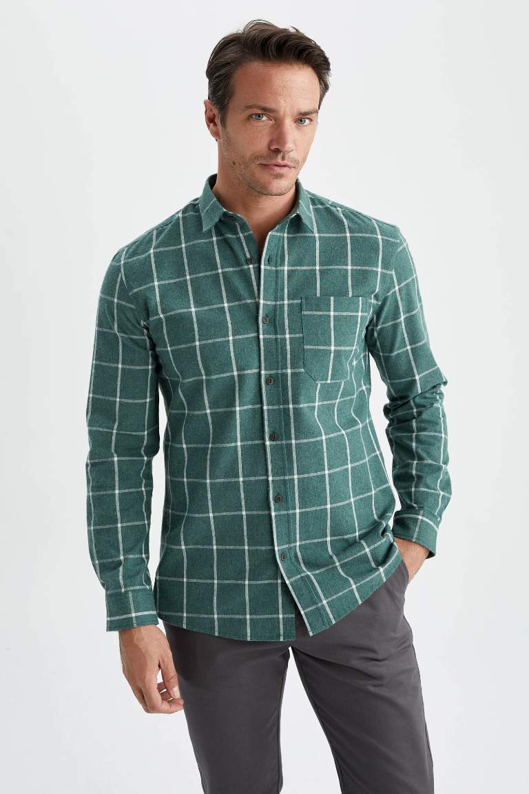 Modern Fit Ekose Desenli Uzun Kollu Oduncu Gömlek