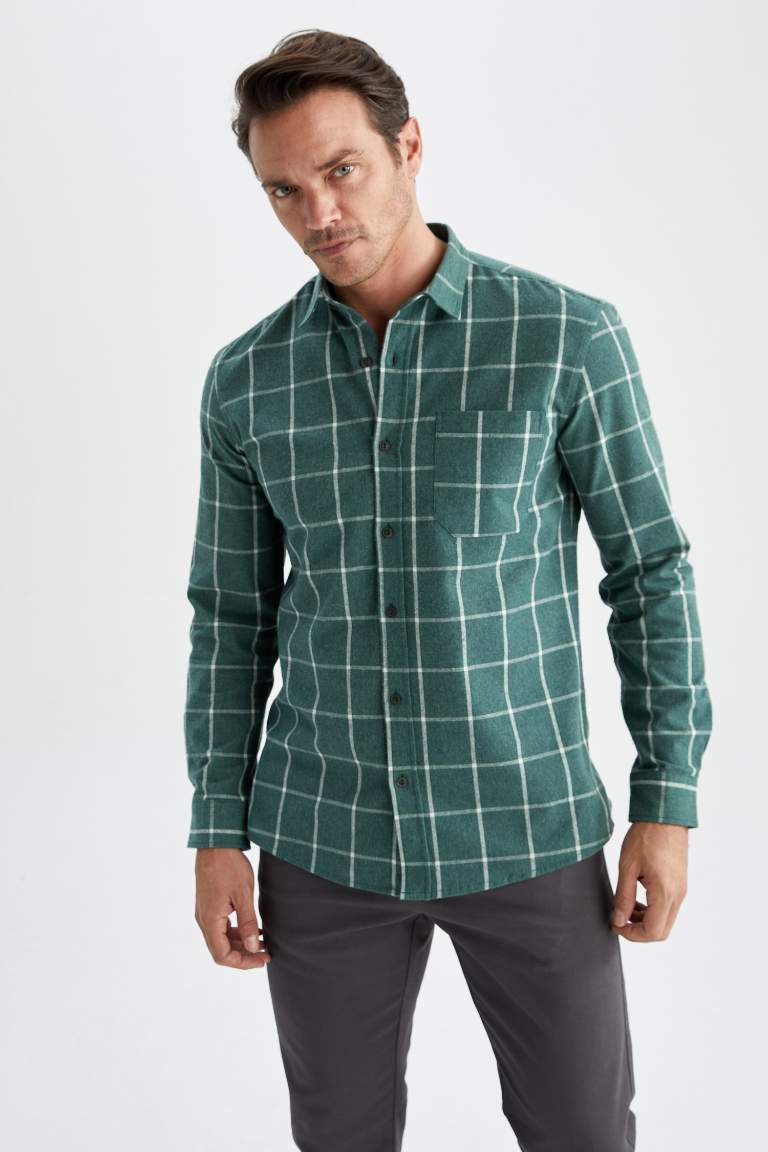 Modern Fit Ekose Desenli Uzun Kollu Oduncu Gömlek