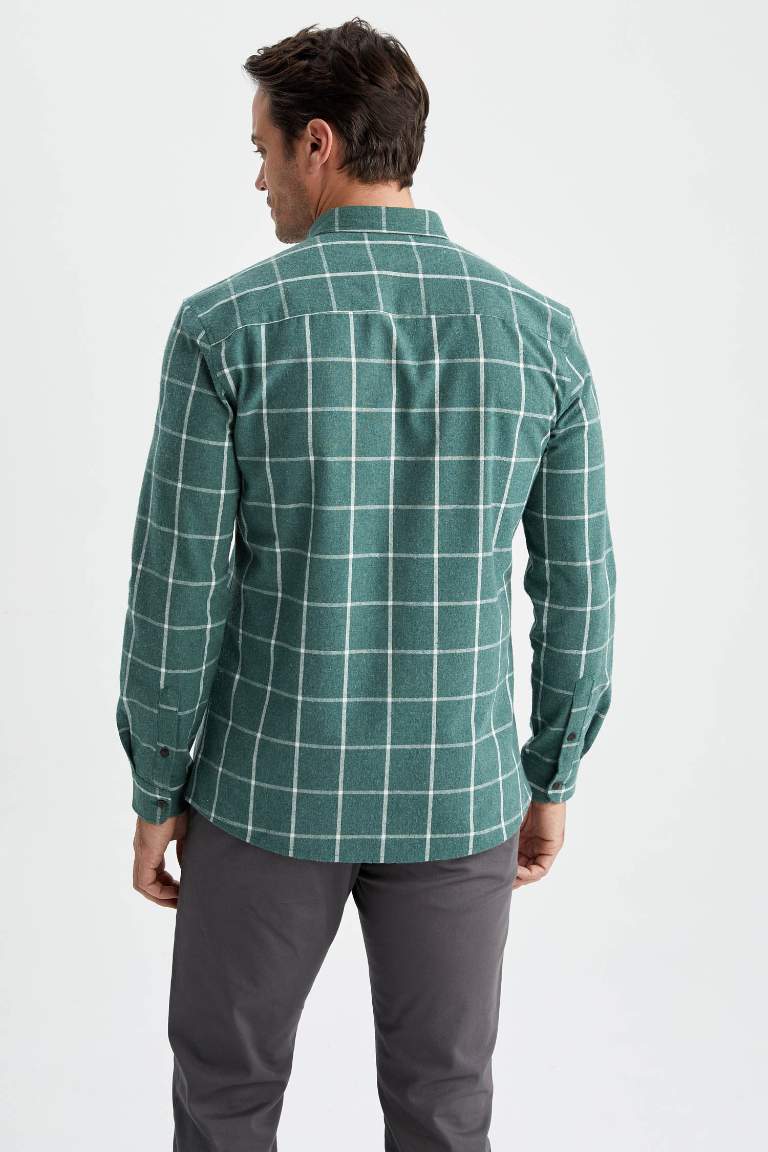 Modern Fit Ekose Desenli Uzun Kollu Oduncu Gömlek