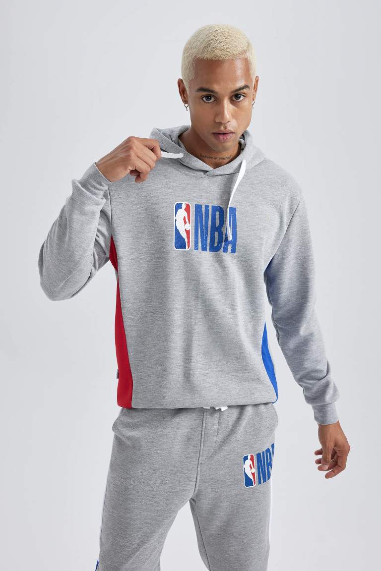 DeFactoFit NBA Regular Fit Kapüşonlu Ağır Kumaş Sweatshirt