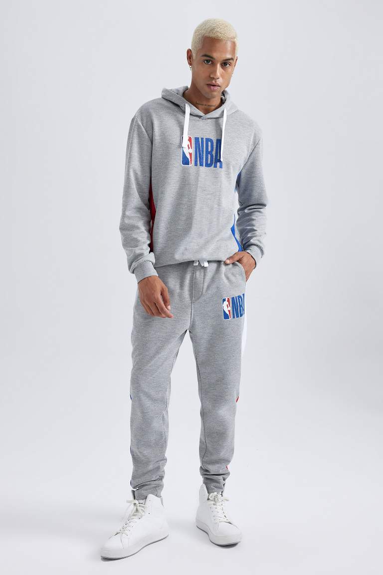 DeFactoFit NBA Regular Fit Kapüşonlu Ağır Kumaş Sweatshirt