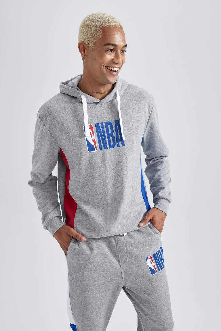 DeFactoFit NBA Regular Fit Kapüşonlu Ağır Kumaş Sweatshirt