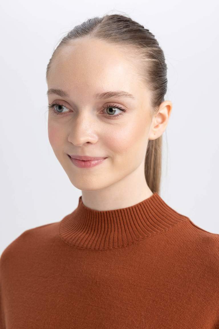 Brown WOMAN Regular Fit Half Turtleneck Tunic 2816166 | DeFacto
