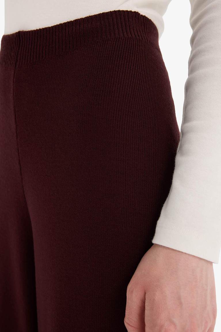 Relax Fit Triko Pantolon Basic Düz Beli Lastikli Geniş Paça