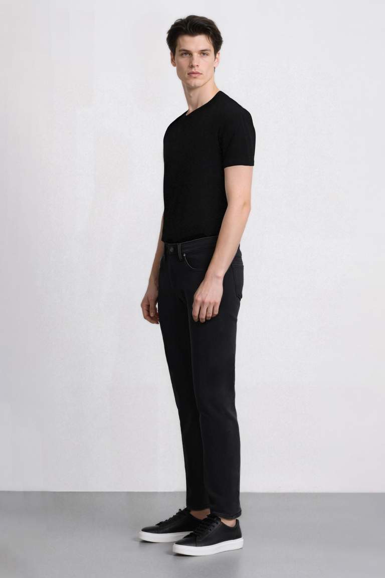 Sergio Regular Fit Normal Kalıp Normal Bel Boru Paça Siyah Jean Pantolon