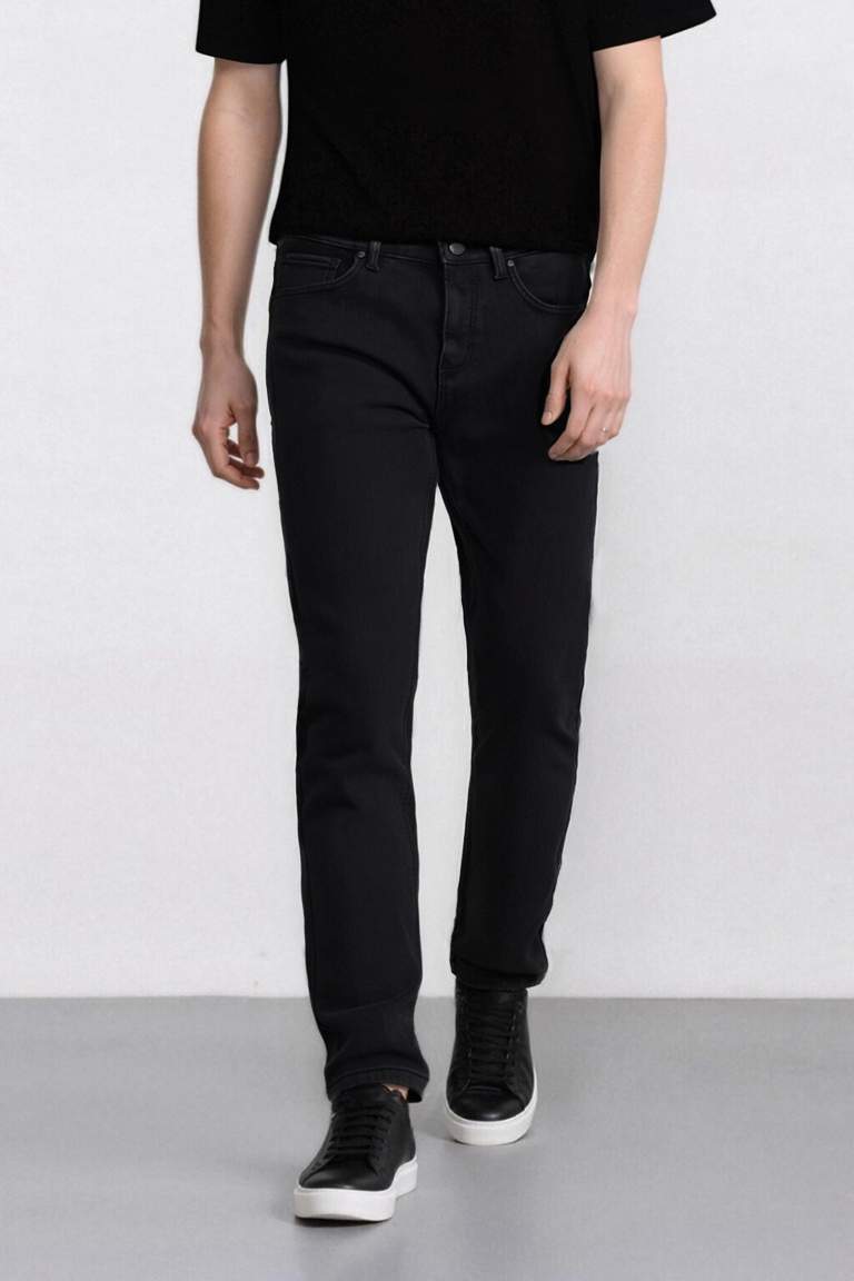 Sergio Regular Fit Normal Kalıp Normal Bel Boru Paça Siyah Jean Pantolon