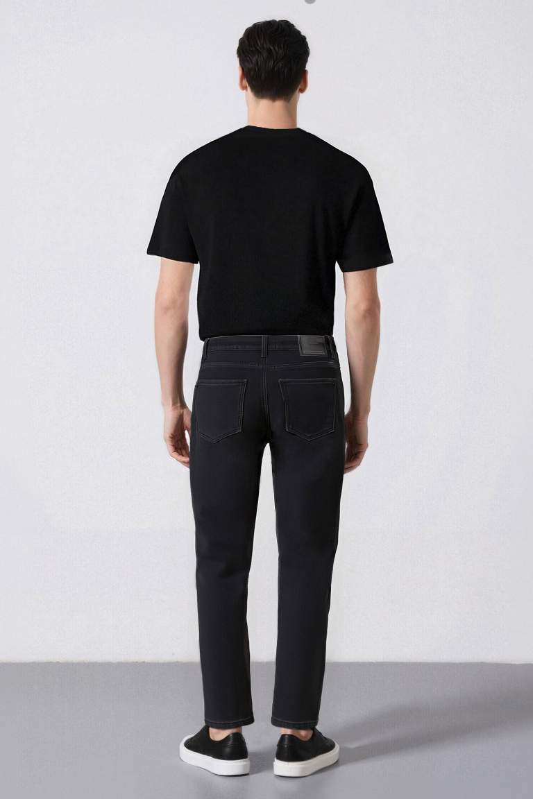 Sergio Regular Fit Normal Kalıp Normal Bel Boru Paça Siyah Jean Pantolon