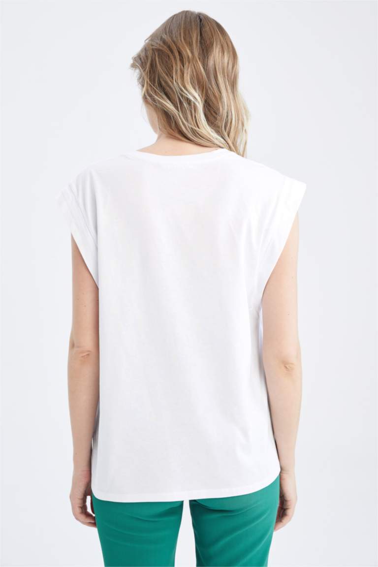 Hamile Regular Fit Bisiklet Yaka Kolsuz %100 Pamuk Tişört