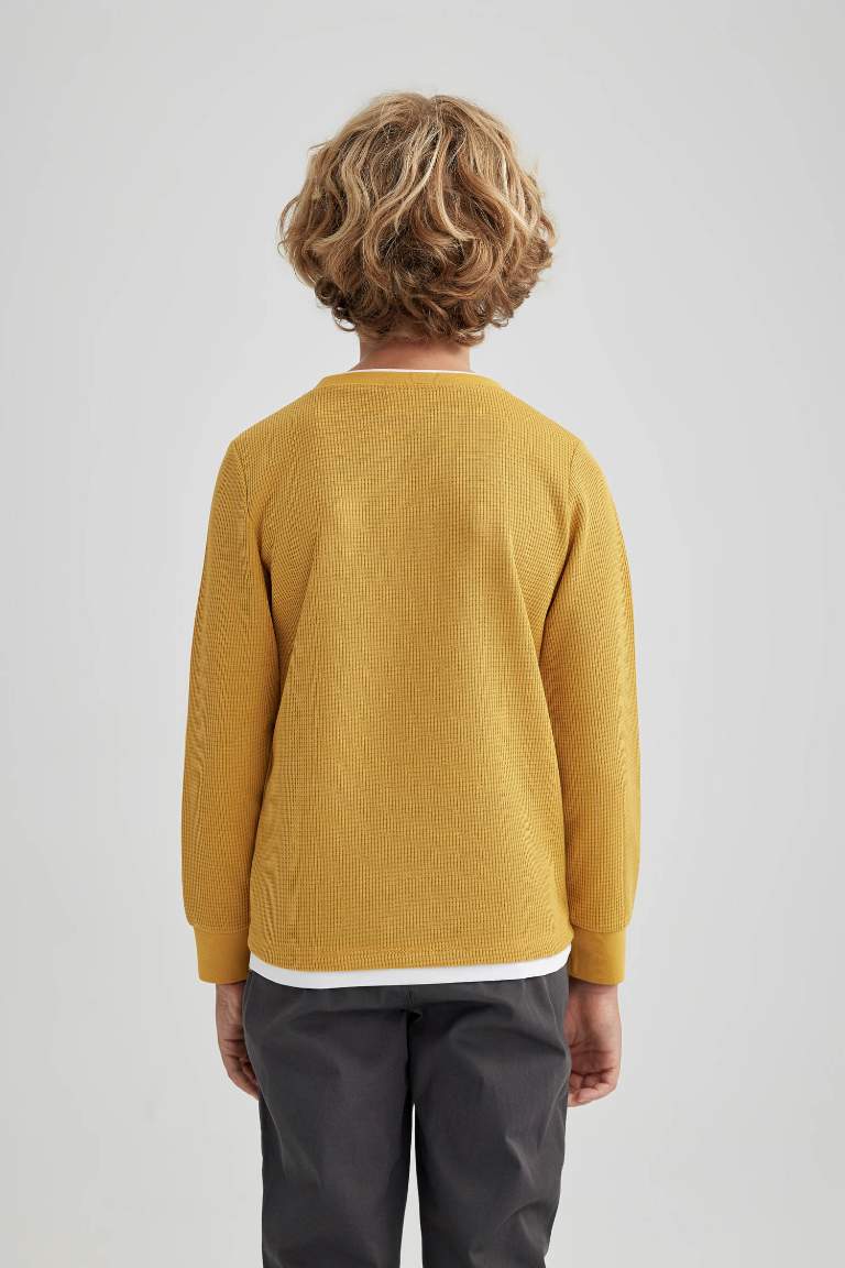 Boy Crew Neck Waffle Basic T-Shirt