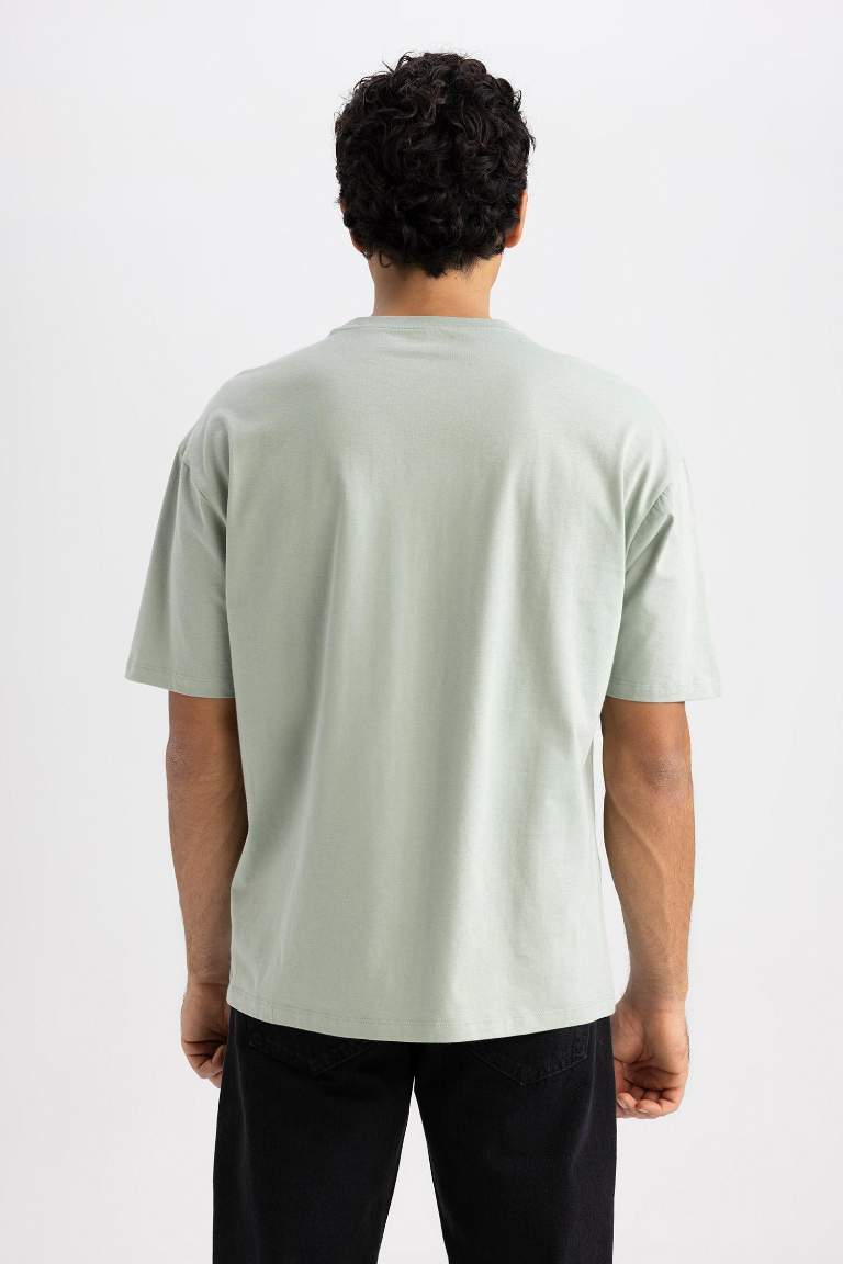 Green Man Oversize Fit Crew Neck Basic Short Sleeve Cotton T Shirt