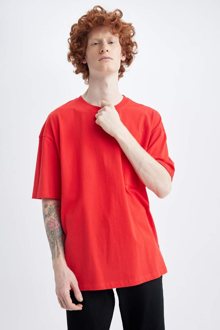 Oversize Fit Crew Neck Basic Cotton T-Shirt
