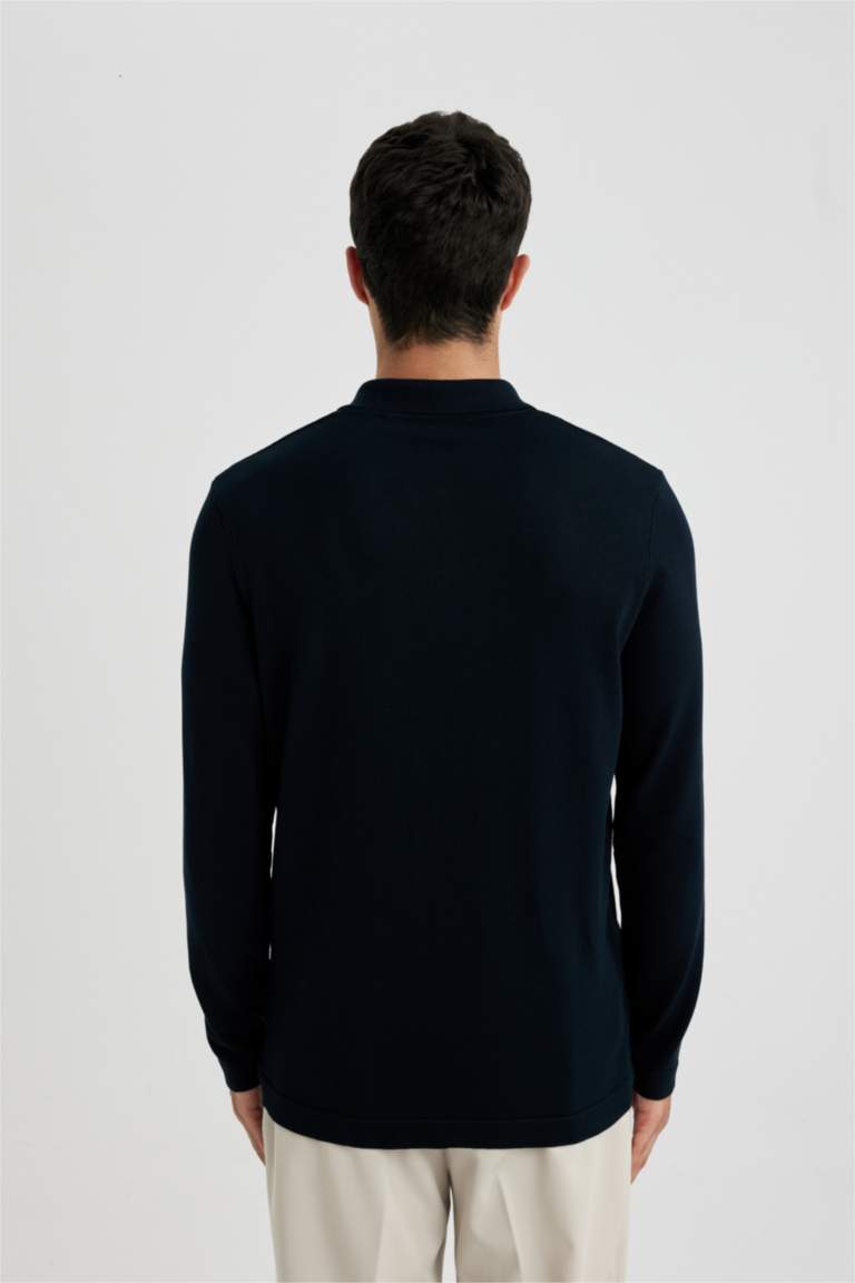 Men's Knitted Solid POLO Collar Undercoat Simple