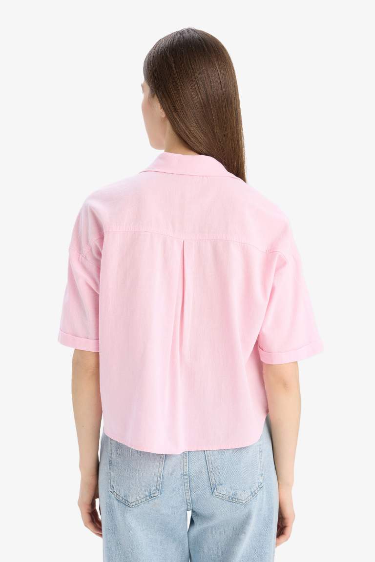 Boxy Fit Shirt Collar Short Sleeve Shirt