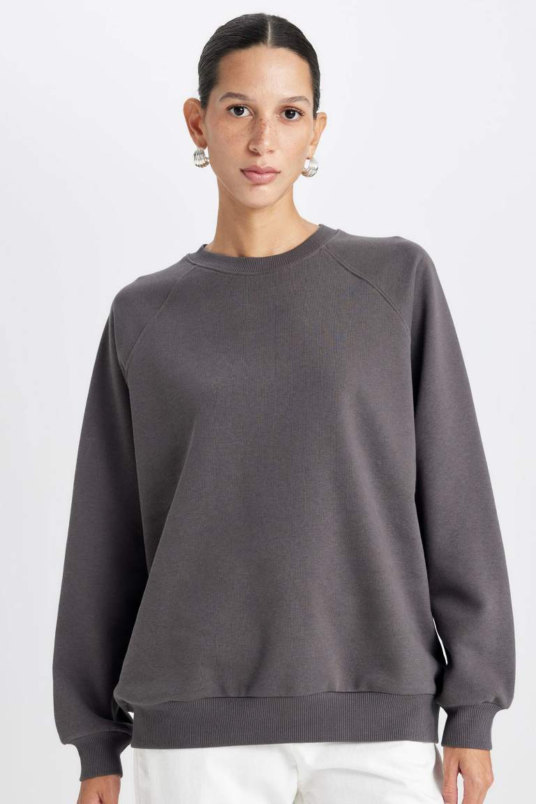 Oversize Fit Crew Neck Thick Casual Sweatshirt