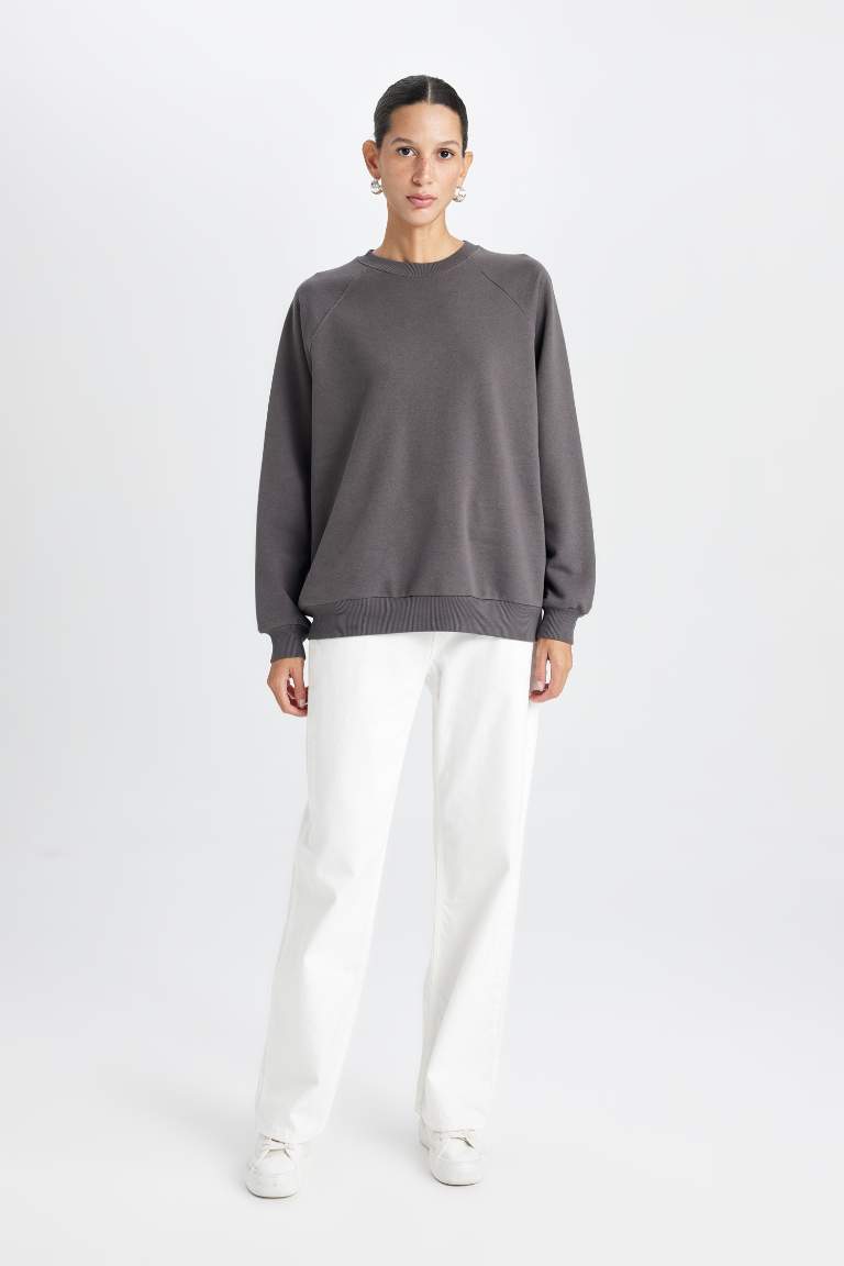 Oversize Fit Crew Neck Thick Casual Sweatshirt