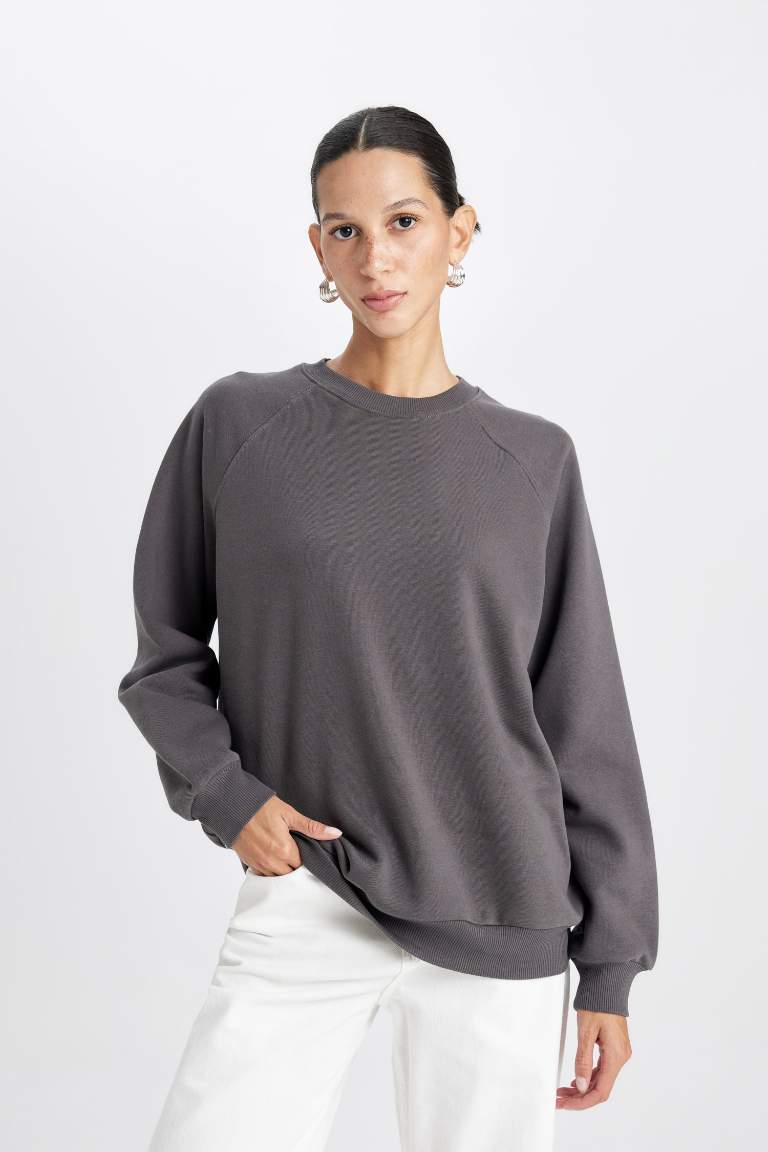 Oversize Fit Crew Neck Thick Casual Sweatshirt