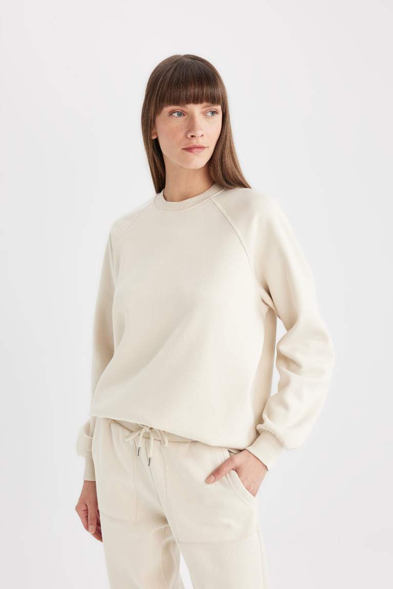 Oversize Fit Crew Neck Thick Casual Sweatshirt