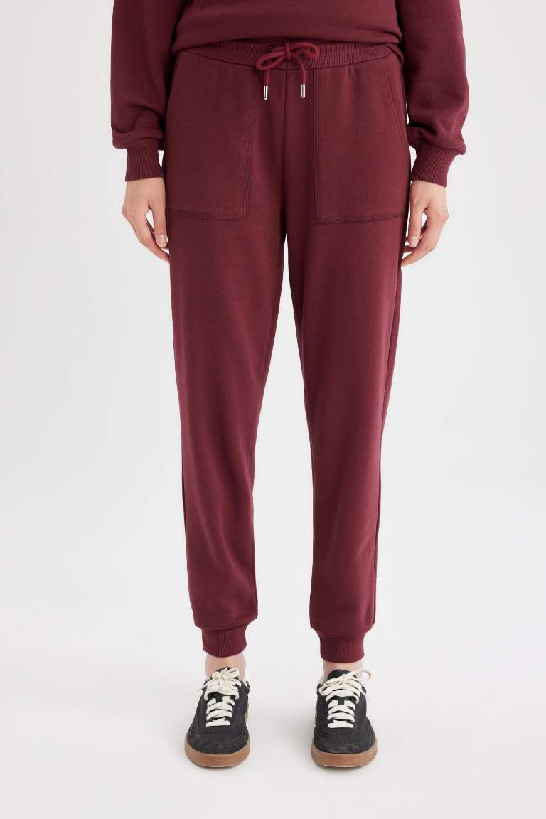 Regular Fit Jogger Eşofman Altı Basic Düz Beli Lastikli Bağcıklı Cepli