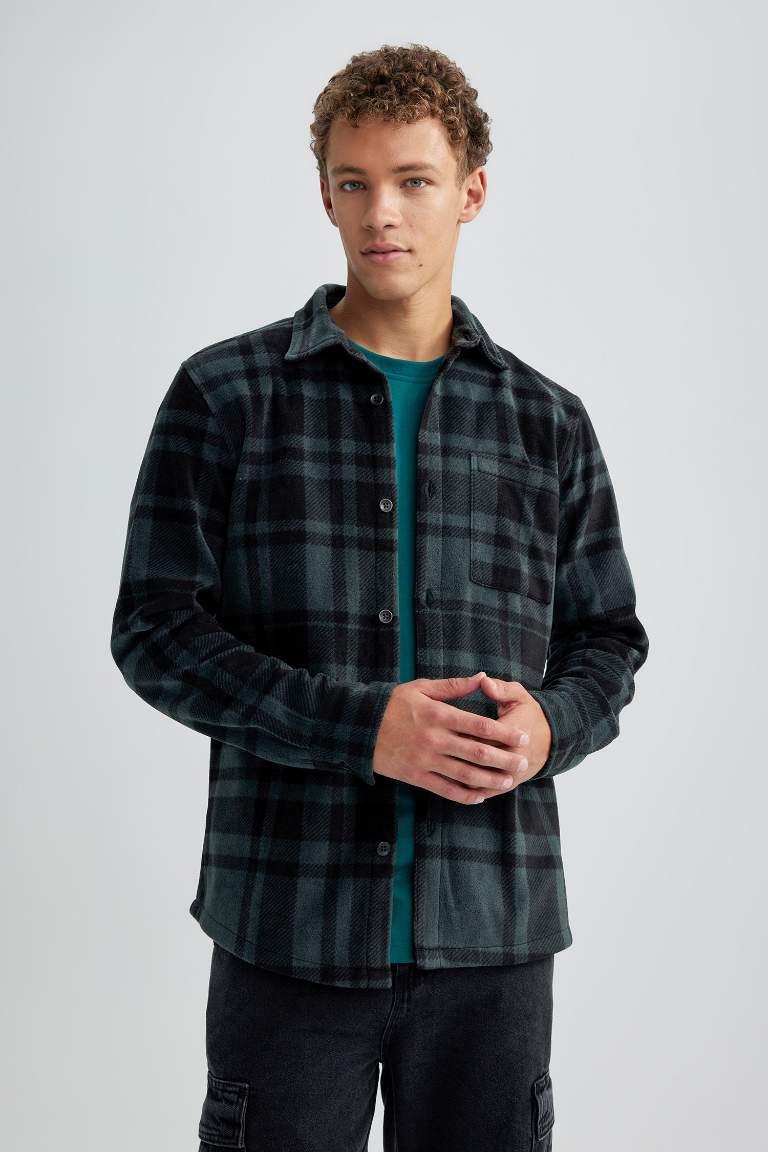 Regular Fit Kareli Cepli Polar Uzun Kollu Gömlek