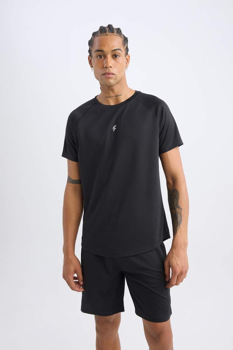 DeFactoFit Slim Fit Crew Neck Printed Sports T-Shirt