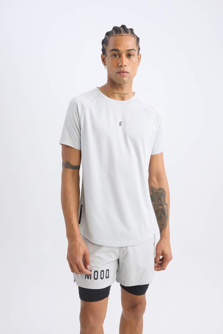 DeFactoFit Slim Fit Crew Neck Printed Sports T-Shirt