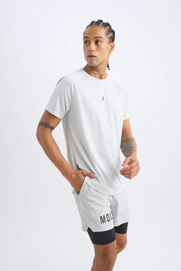 DeFactoFit Slim Fit Crew Neck Printed Sports T-Shirt