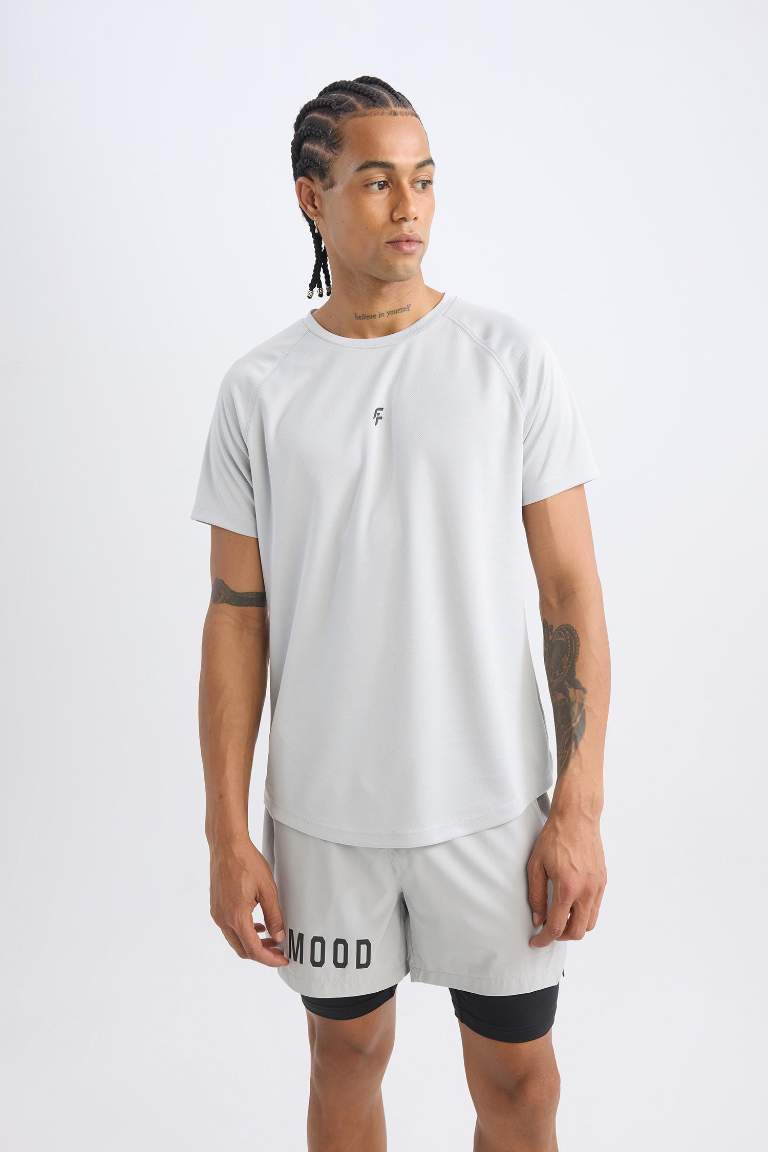 DeFactoFit Slim Fit Crew Neck Printed Sports T-Shirt