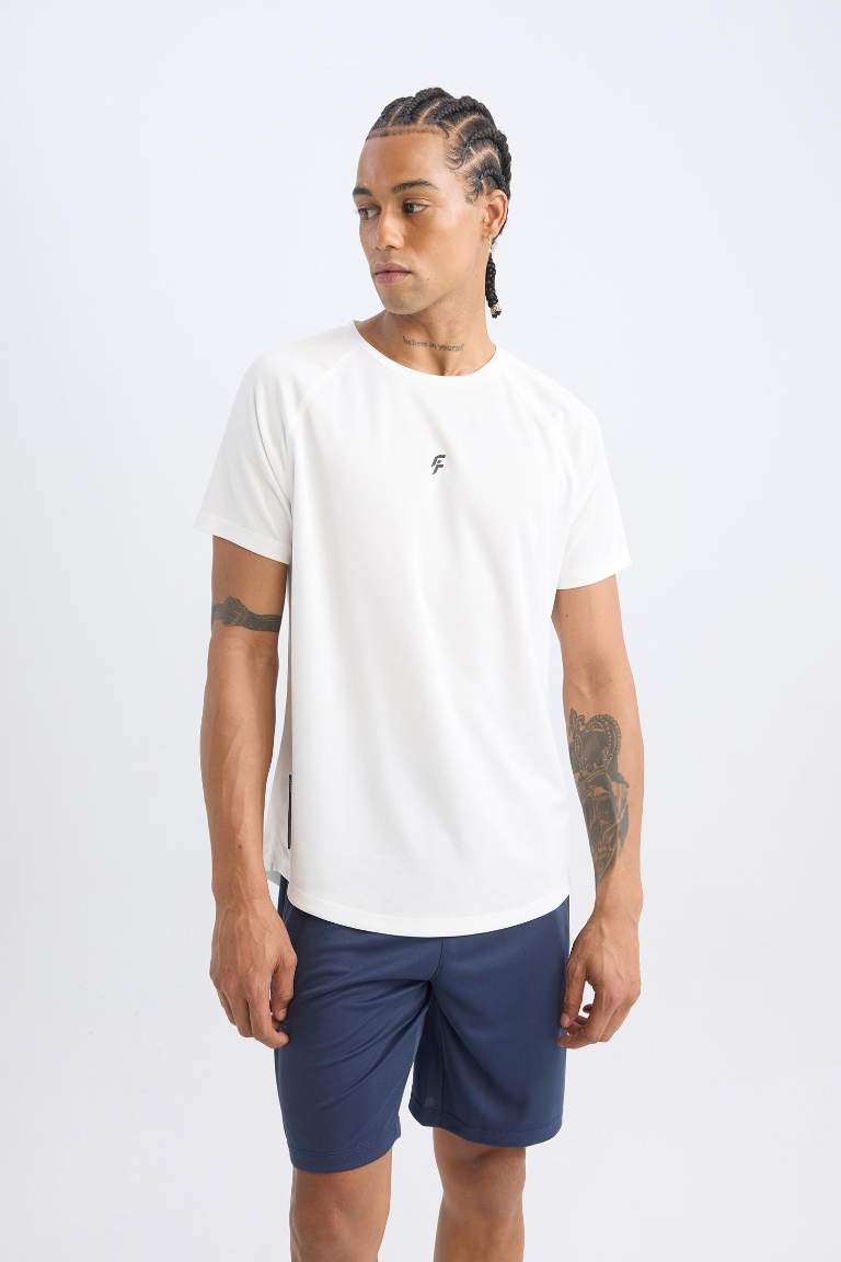 DeFactoFit Slim Fit Crew Neck Printed Sports T-Shirt