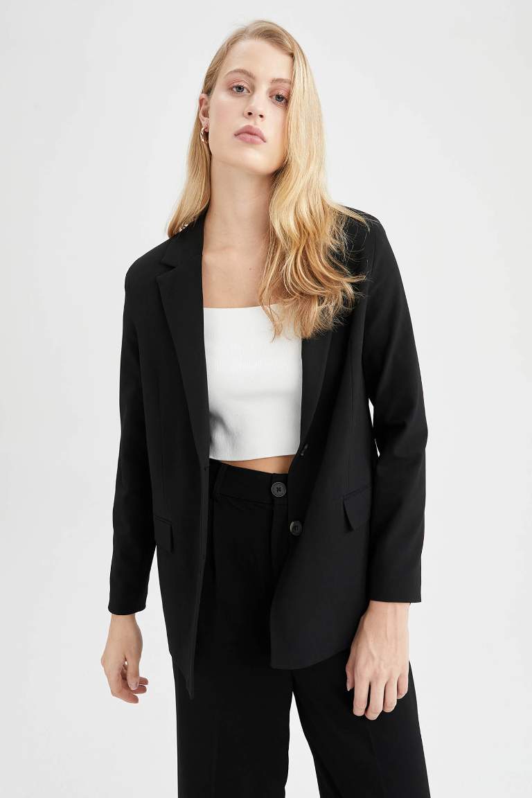 Black Woman Relax Fit Blazer 2418315 | DeFacto