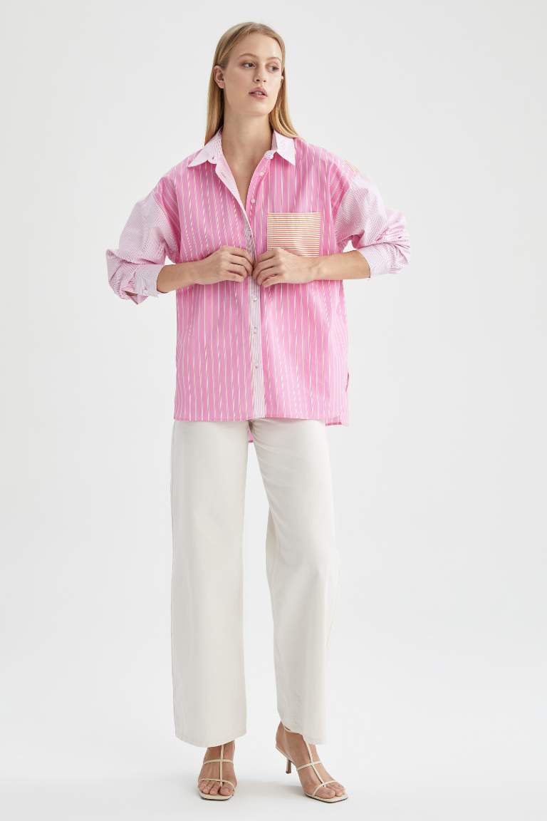 Oversized Long Sleeve Striped Shirt