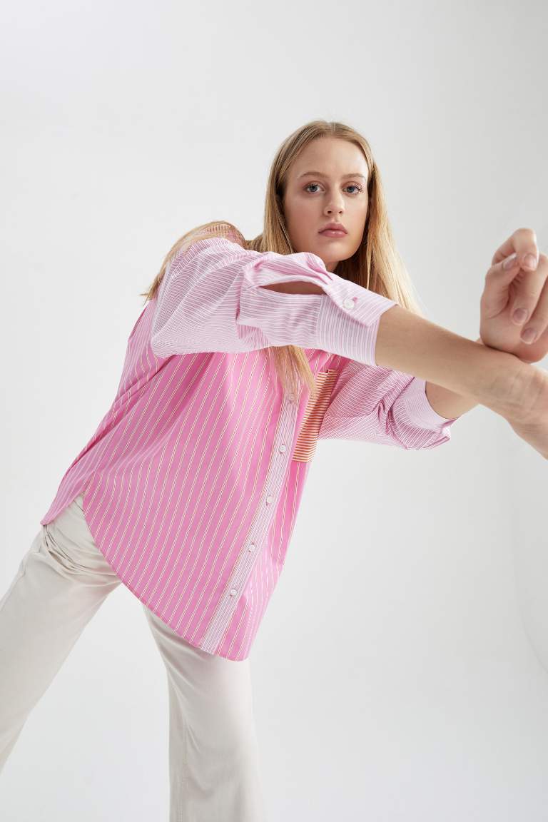 Oversized Long Sleeve Striped Shirt