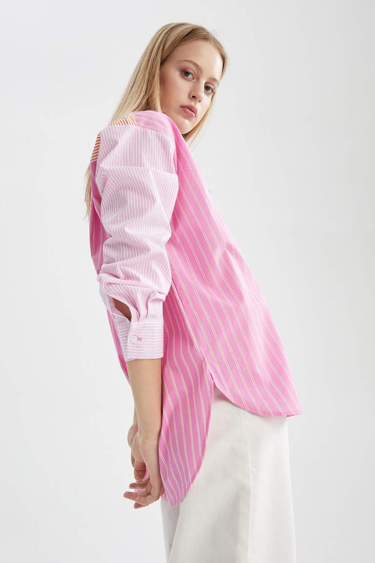 Oversized Long Sleeve Striped Shirt