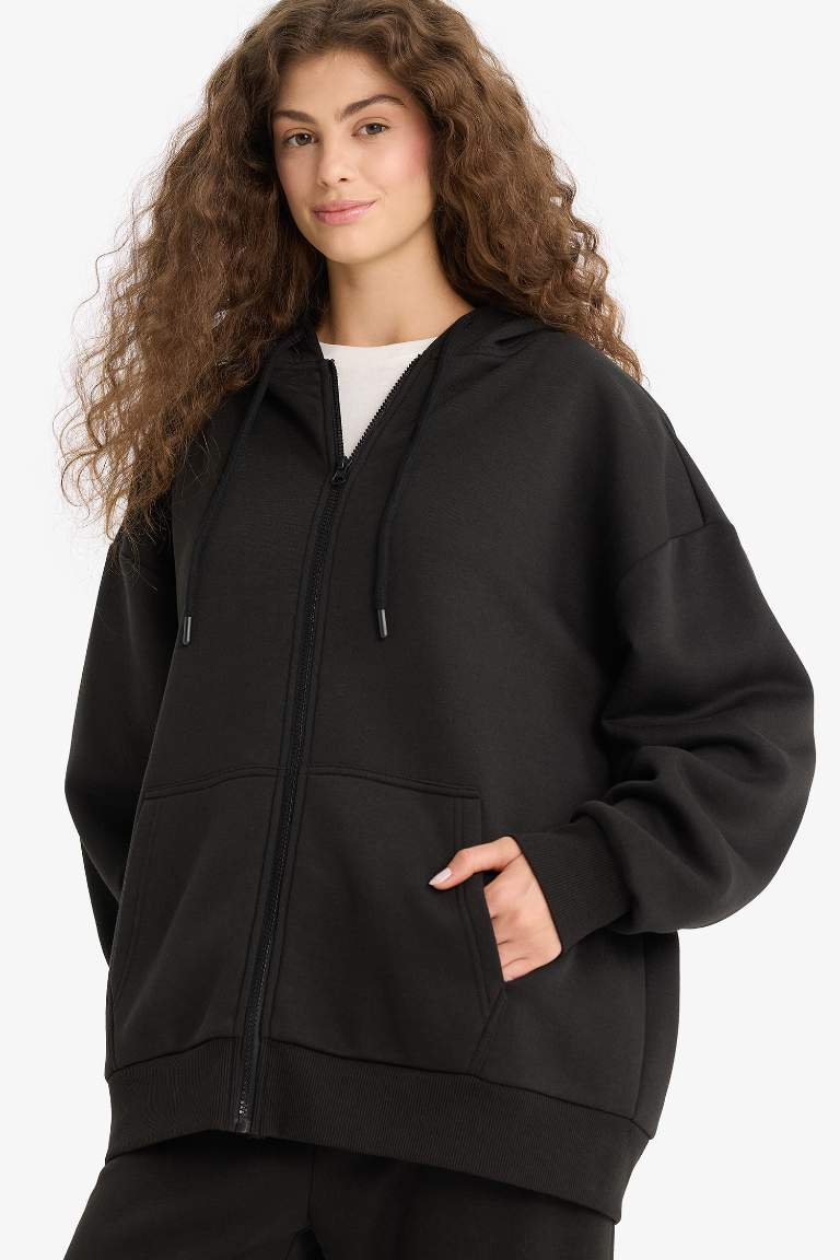 Oversize толстовка с капюшоном и застежкой на молнии