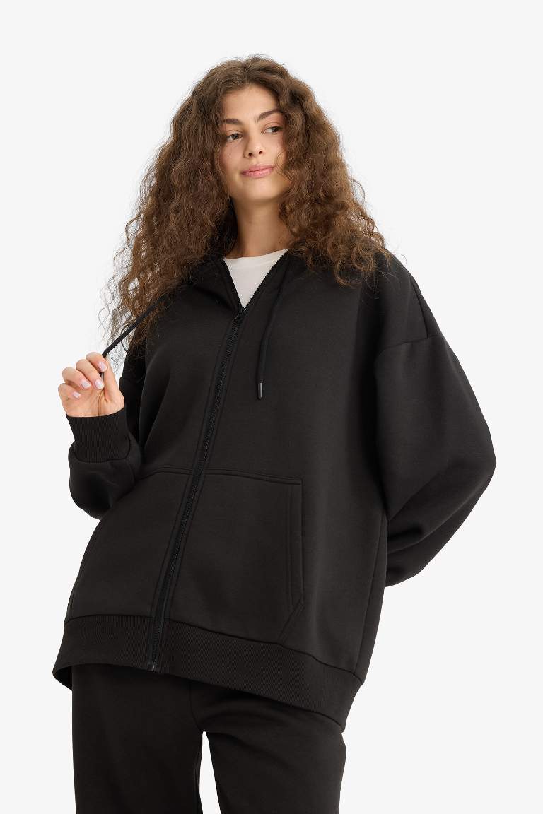 Oversize толстовка с капюшоном и застежкой на молнии