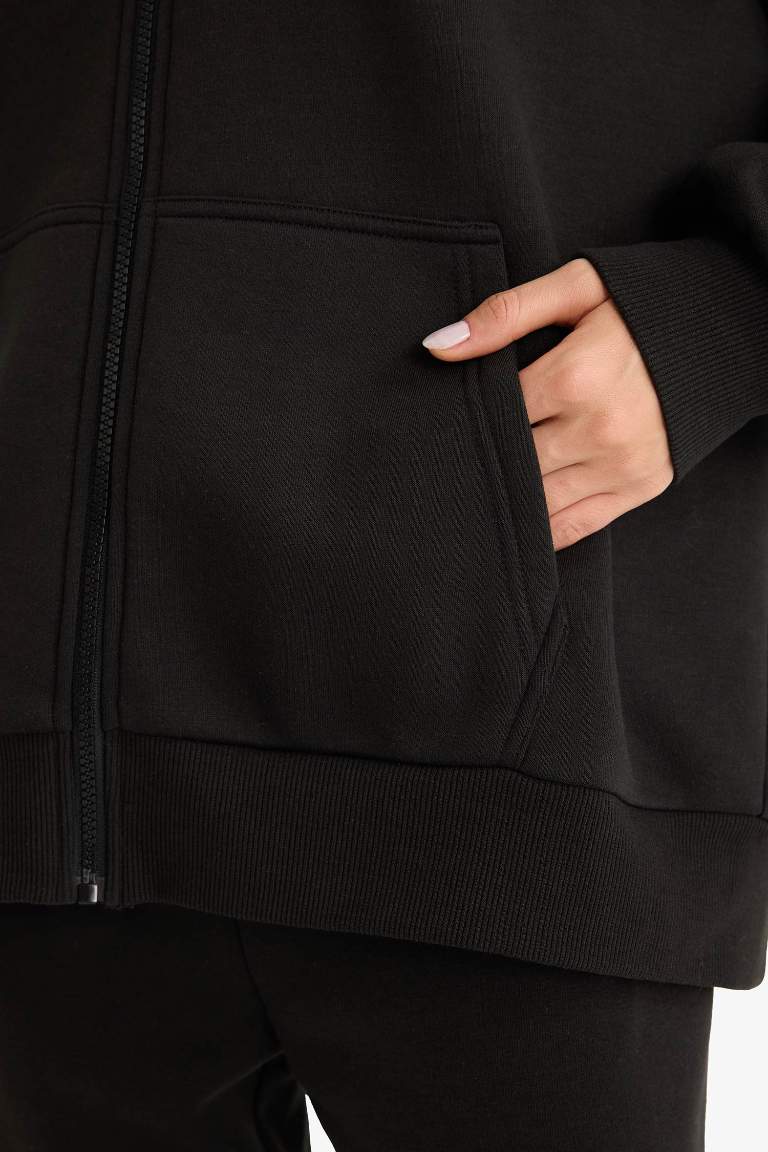 Oversize толстовка с капюшоном и застежкой на молнии