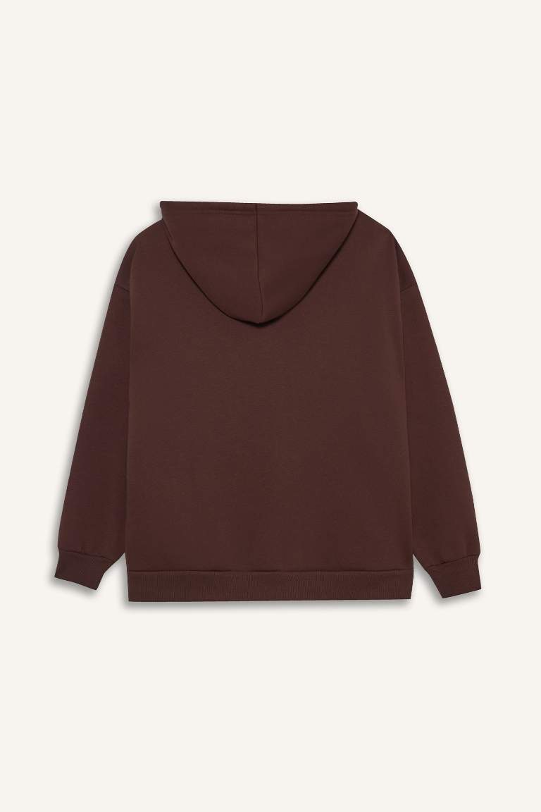 Oversize Fit Zippered Hooded Sweatshirt