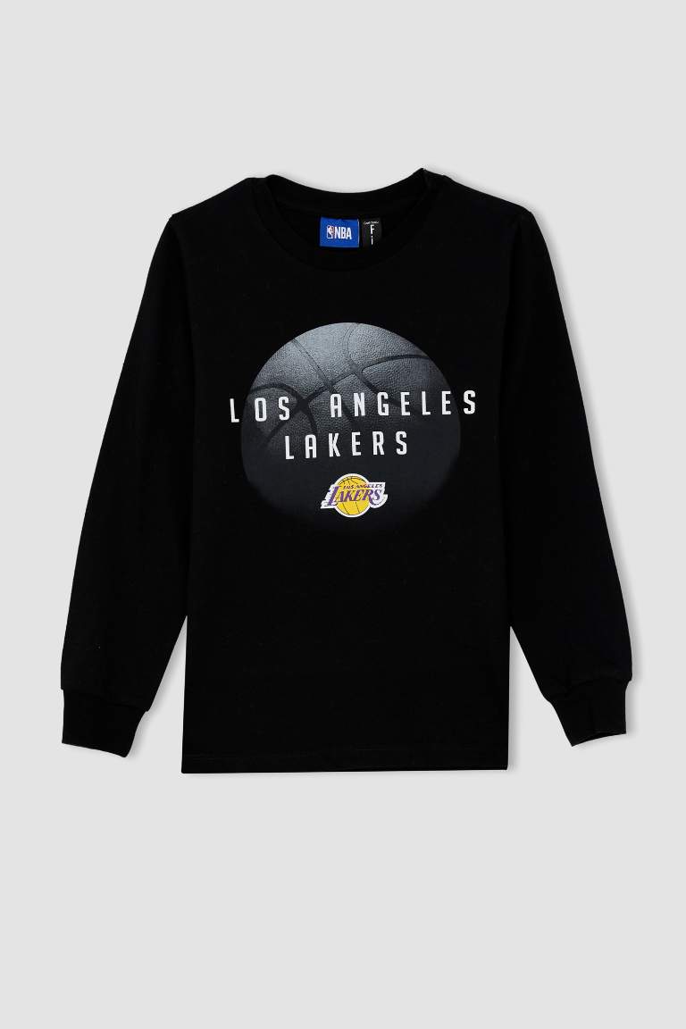 Regular Fit NBA Los Angeles Lakers Licensed Long Sleeve T-Shirt