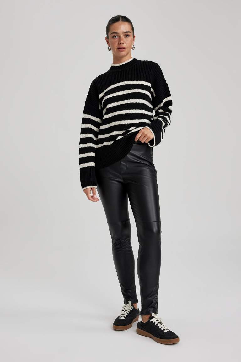 Leggings Taille Haute En Simili-Cuir