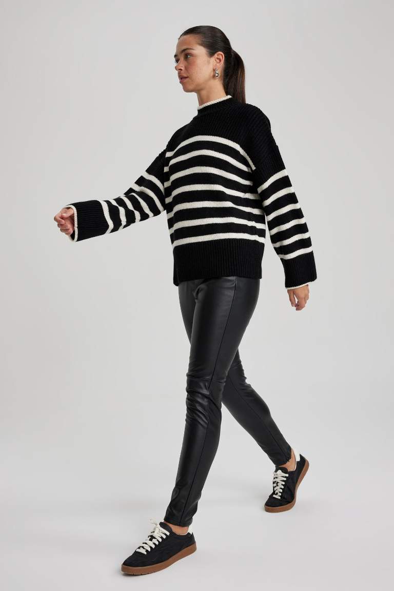 Leggings Taille Haute En Simili-Cuir