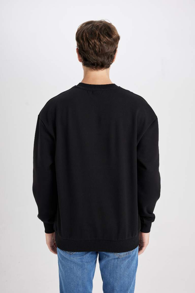 Sweat- Shirt Longue Coupe Boxy Col Rond À Manches