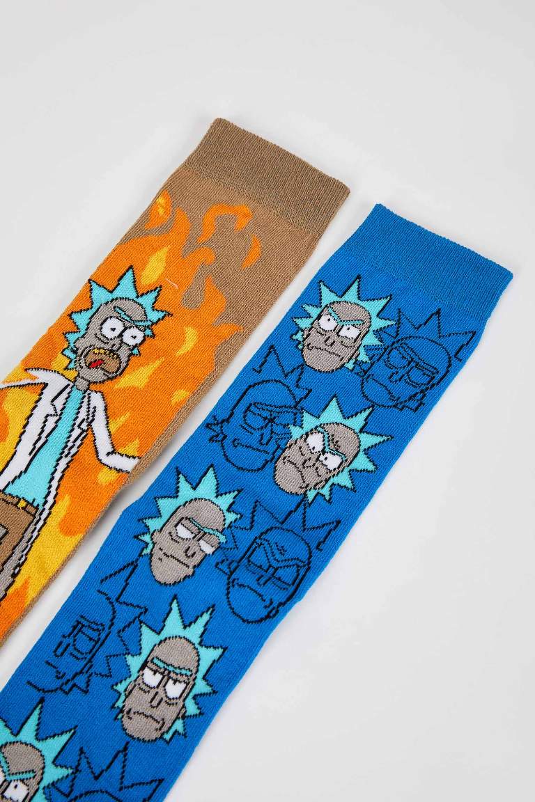 Erkek Rick and Morty Pamuklu 2'li Uzun Çorap