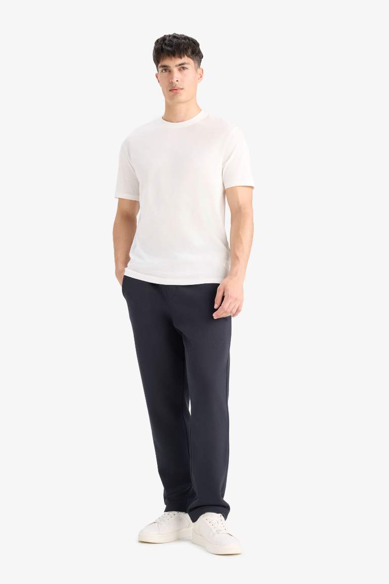 %100 Pamuk New Regular Fit Bisiklet Yaka Basic Düz Kısa Kollu Beyaz Tişört