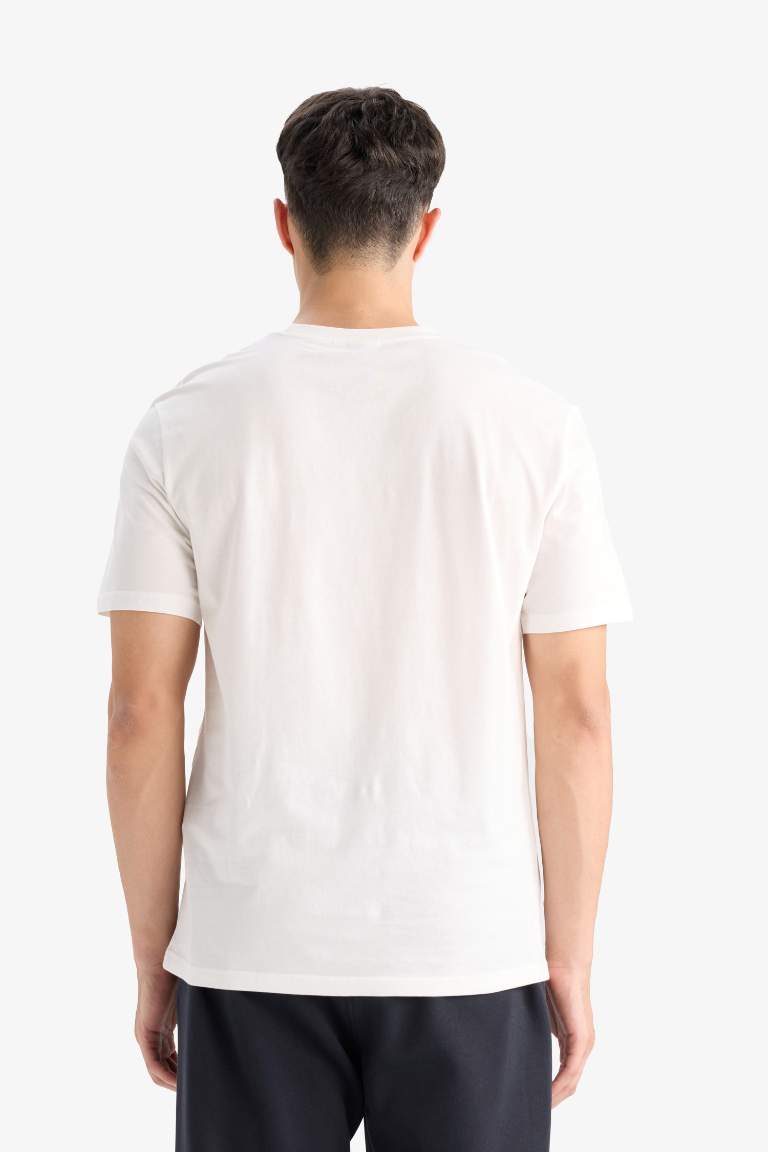 %100 Pamuk New Regular Fit Bisiklet Yaka Basic Düz Kısa Kollu Beyaz Tişört