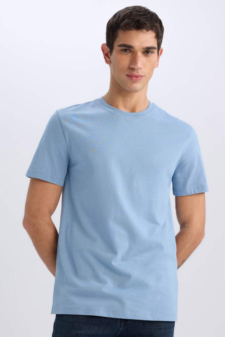 New Regular Fit Crew Neck Basic Short Sleeve T-Shirt