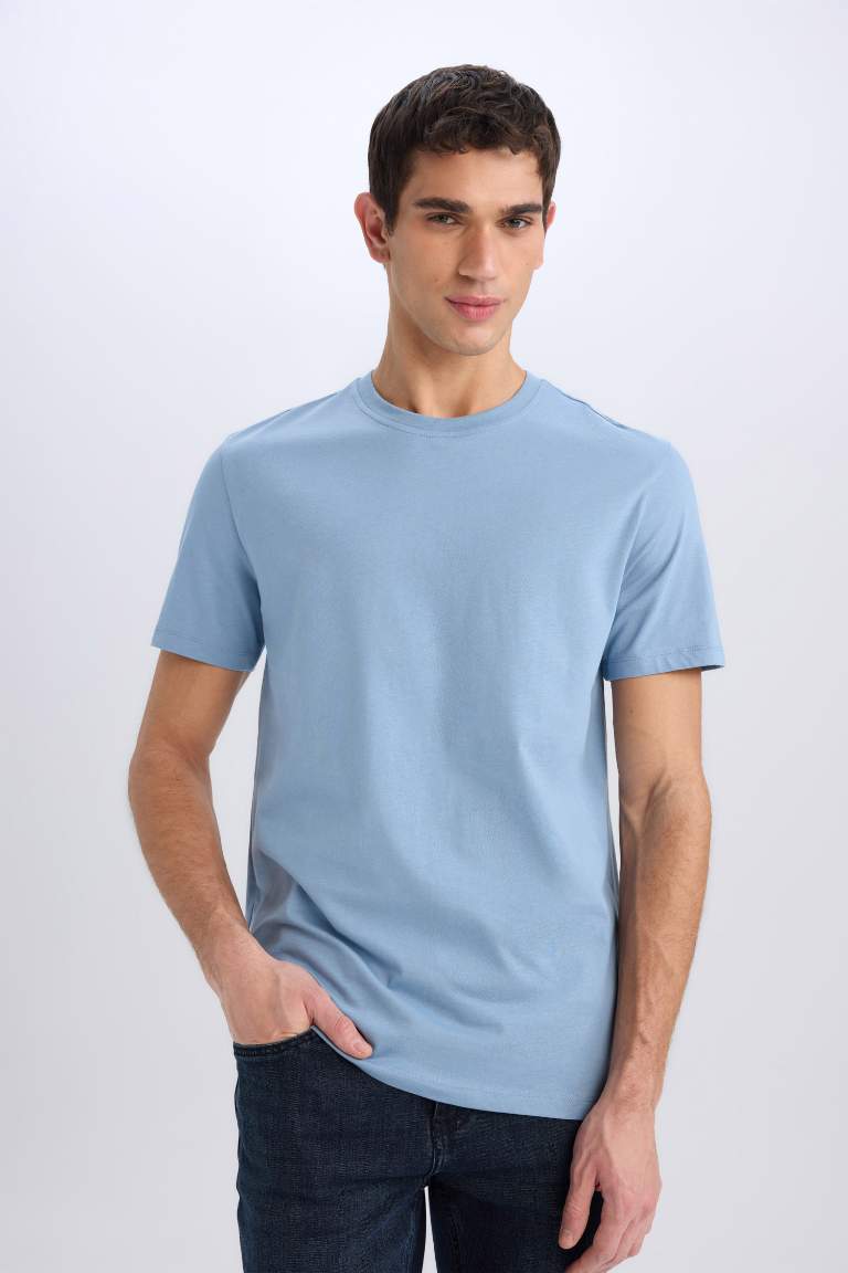 New Regular Fit Crew Neck Basic Short Sleeve T-Shirt