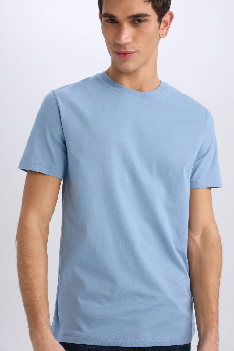 New Regular Fit Crew Neck Basic Short Sleeve T-Shirt